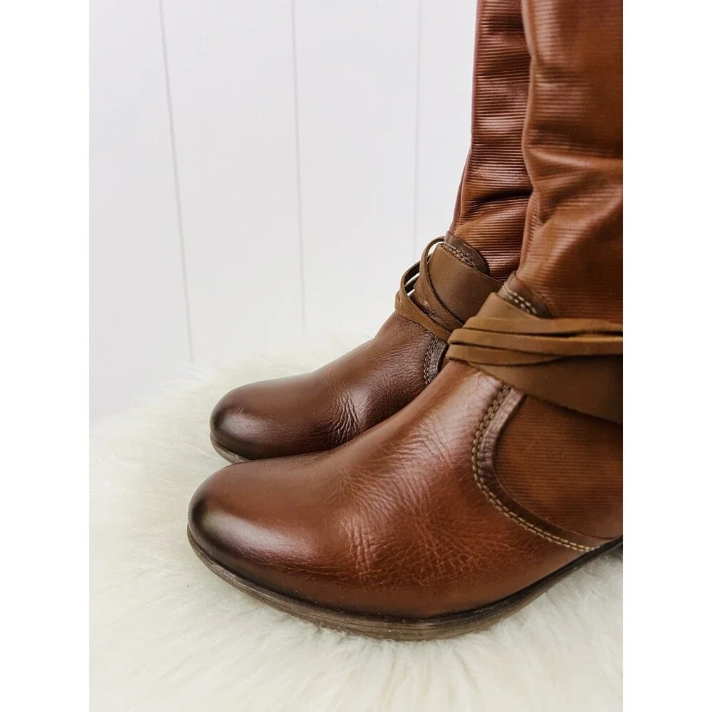 Pikolinos Brown Leather Mid Calf Boots Earthy Boho Western Moto Biker EU40 US9